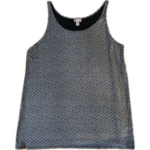 J. Jill Wearever Tank Top L Navy Geometric Print Stretch‎ Sleeveless Women
